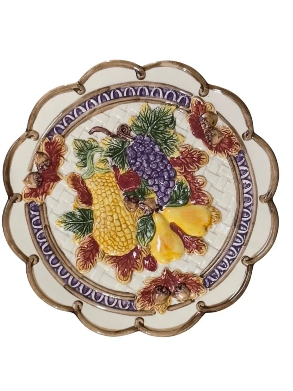 Fitz & Floyd Omnibus 1995 Fruit & Vegetable Ceramic Plate Set & Pitcher